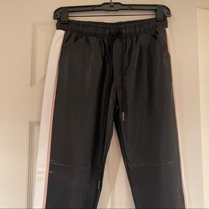 David Lerner Vegan Leather Jogger with side stripe